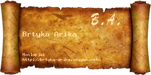 Brtyka Arika névjegykártya